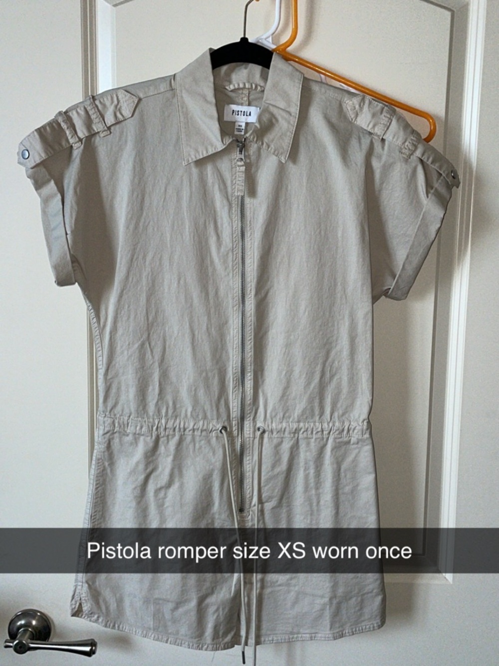 pistola Beige Utility Romper with Zip Front
